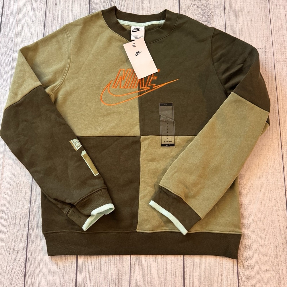 Nike Boys Fleece Colorblock Crewneck Pullover Sweatshirt Size Large NWT